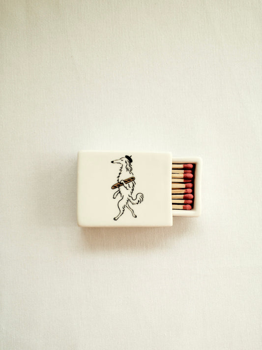 'Baguette Dog' Mini Ceramic Matchbox