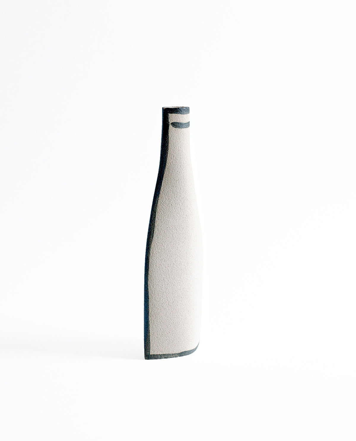 Hand-painted trompe l'oeil vase by INI CERAMIQUE with illustrative patterns and a textured finish