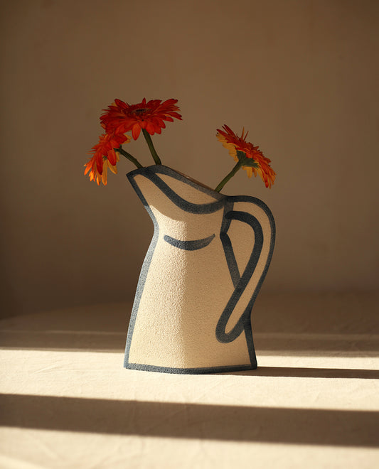 ‘Morandi Pitcher - Blue’ Ceramic Vase