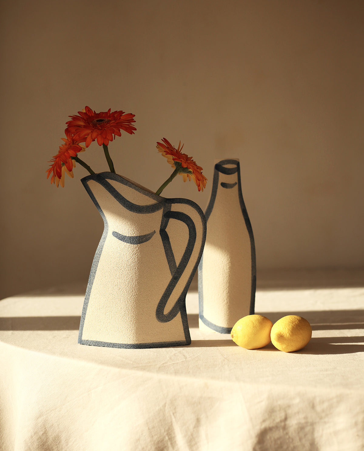 ‘Morandi Pitcher - Blue’ Ceramic Vase