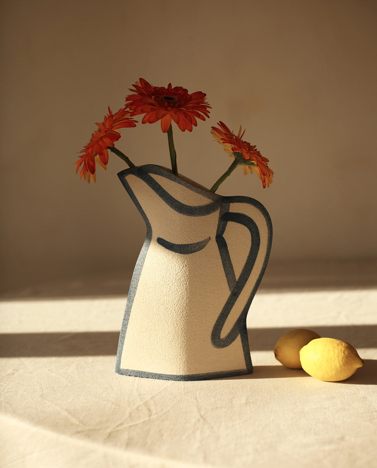 ‘Morandi Pitcher - Blue’ Ceramic Vase