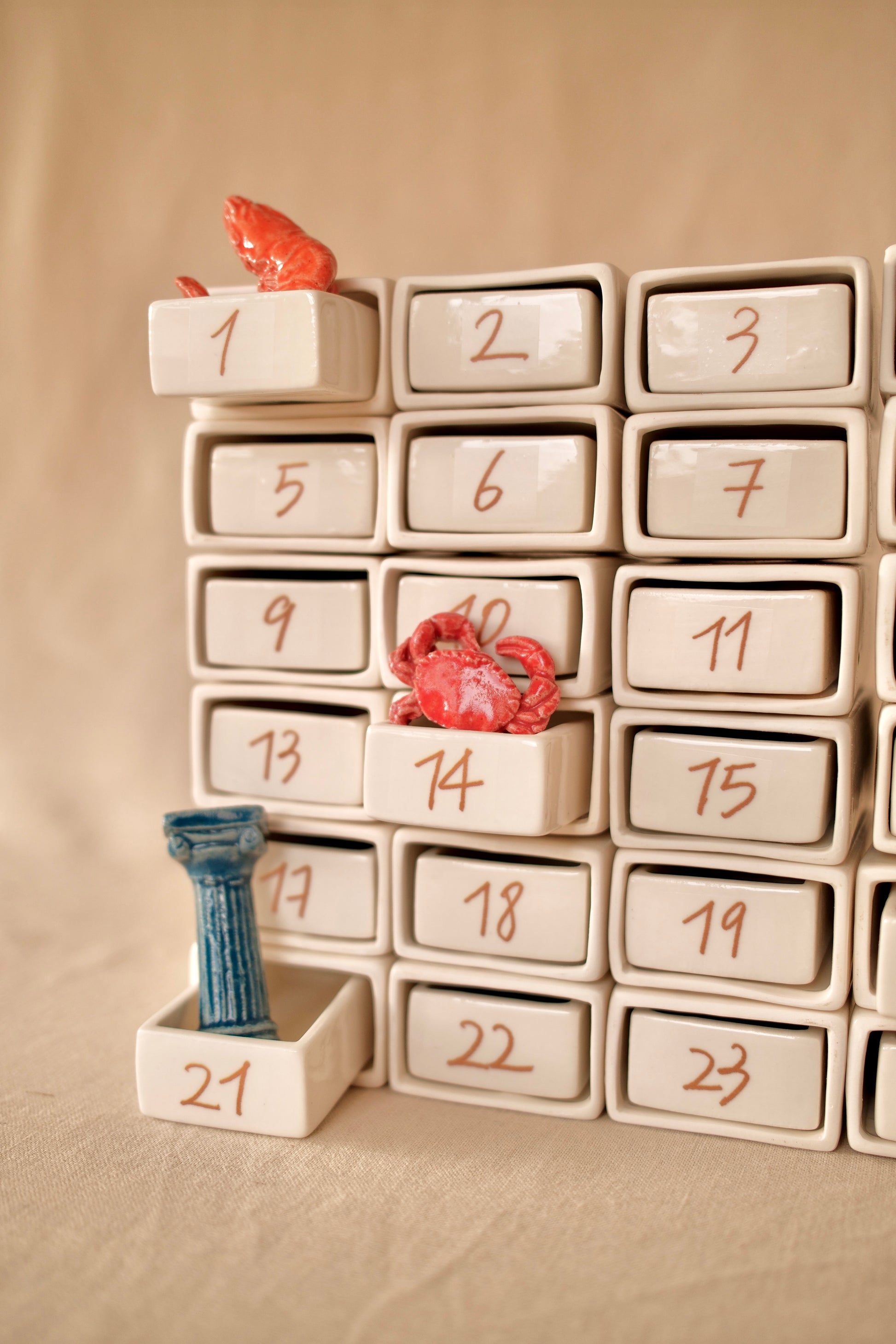Handcrafted ceramic Advent Calendar made in France