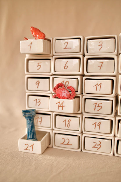 Handcrafted ceramic Advent Calendar made in France