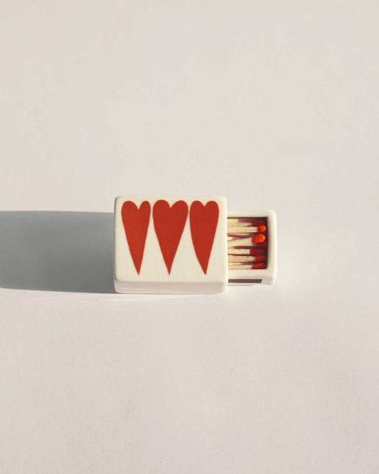 'Mini 3 Hearts’ Ceramic Matchbox