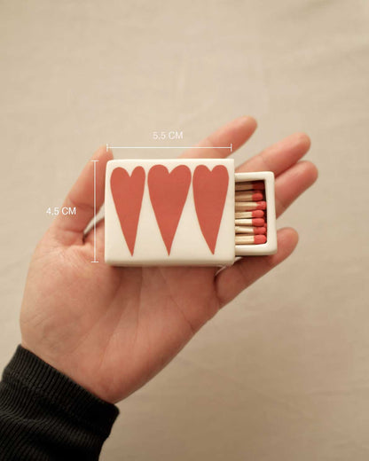 'Mini 3 Hearts’ Ceramic Matchbox