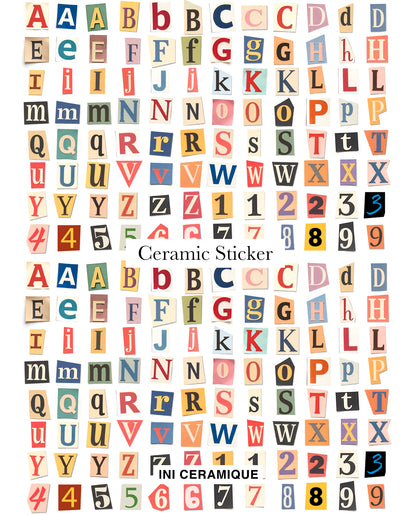 'Collage Alphabet' Ceramic Sticker