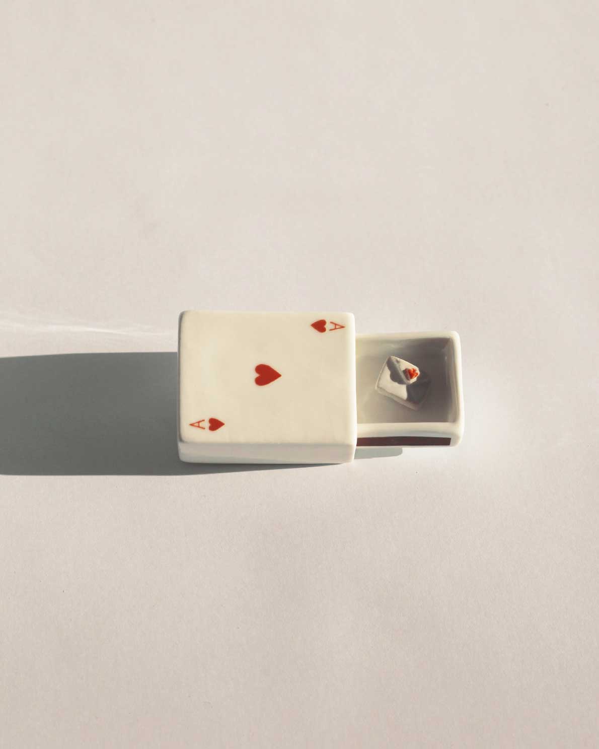 'Mini Ace Of Hearts’ Ceramic Matchbox