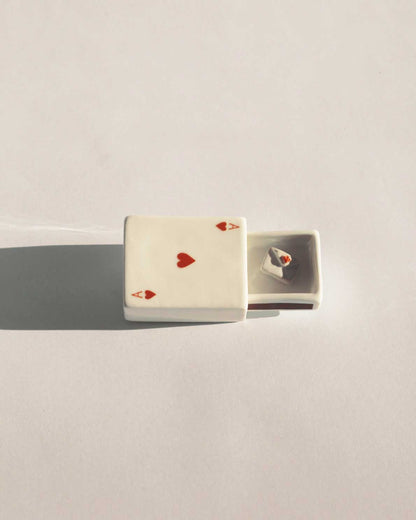 'Mini Ace Of Hearts’ Ceramic Matchbox