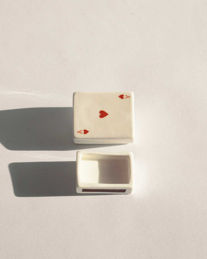 'Mini Ace Of Hearts’ Ceramic Matchbox