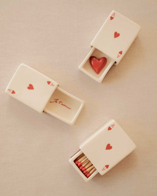 'Mini Ace Of Hearts’ Ceramic Matchbox