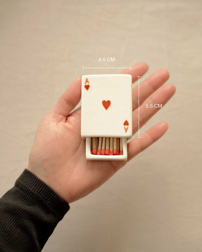 'Mini Ace Of Hearts’ Ceramic Matchbox