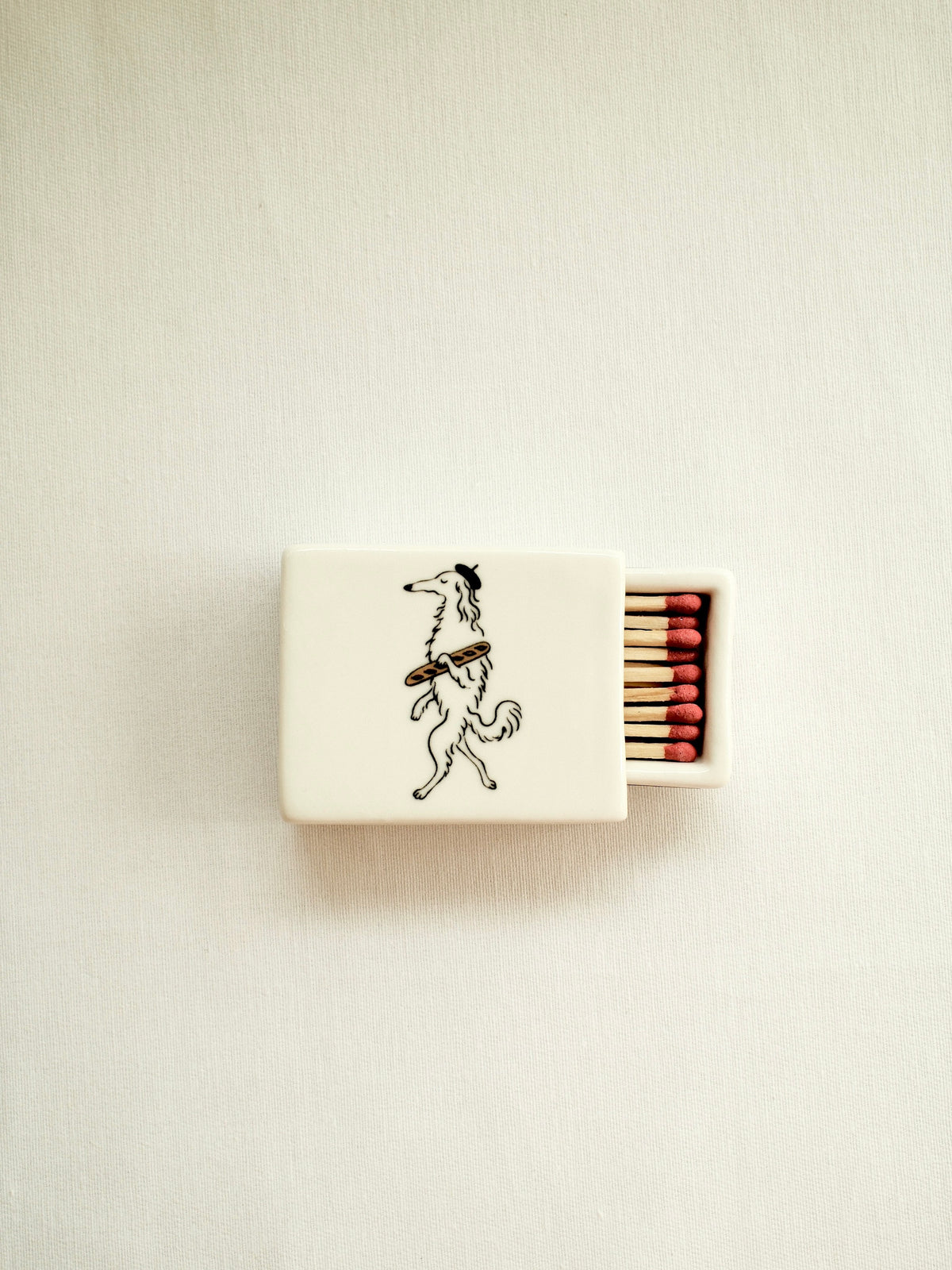 'Baguette Dog' Mini Ceramic Matchbox