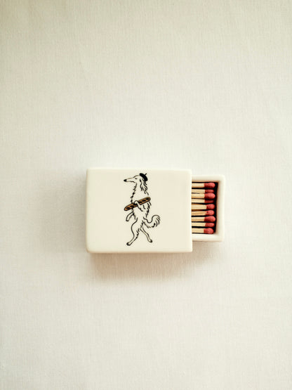'Baguette Dog' Mini Ceramic Matchbox