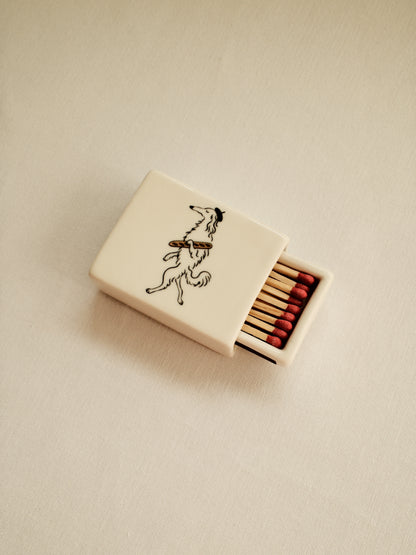 'Baguette Dog' Mini Ceramic Matchbox
