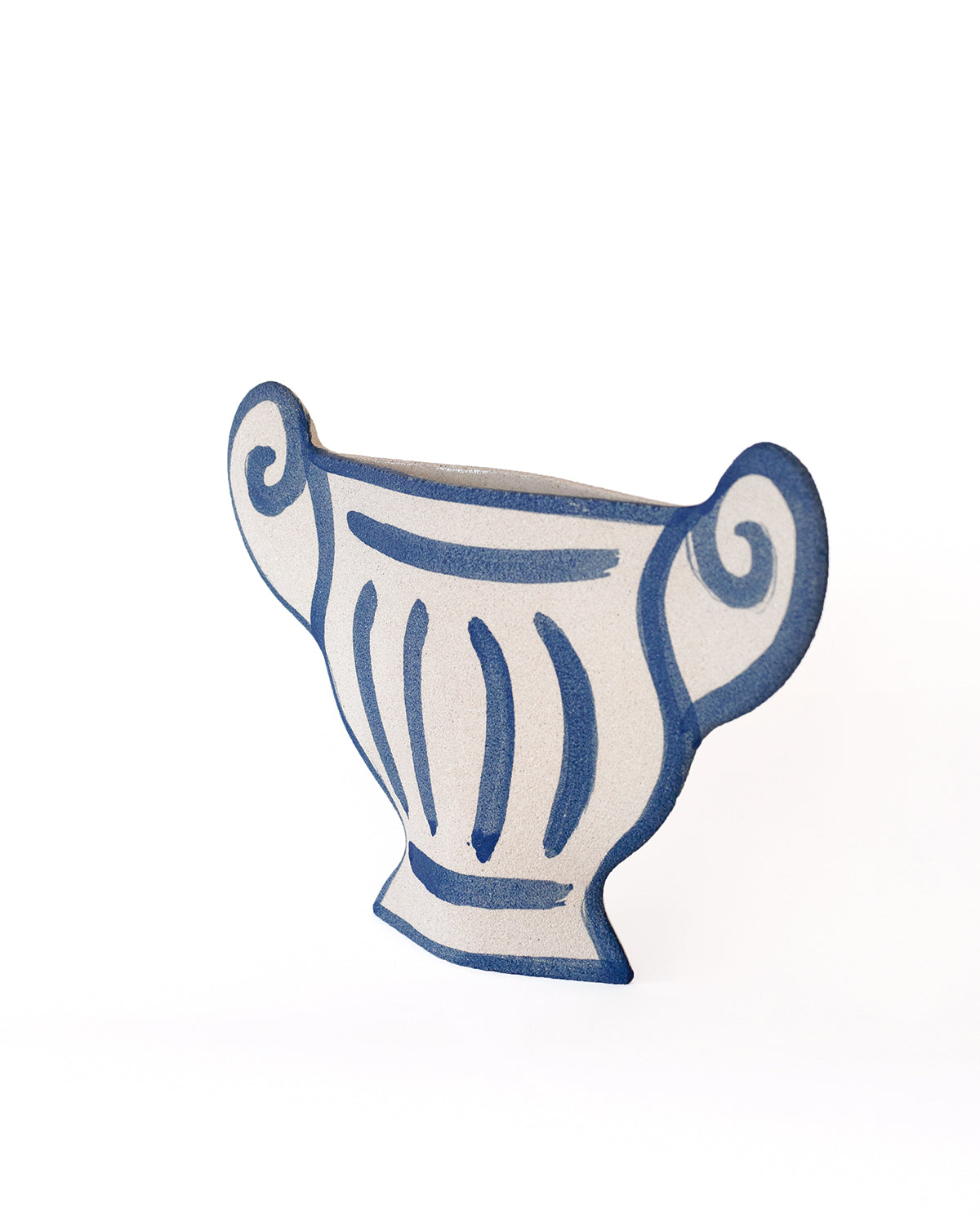 Hand-painted greek vase by INI CERAMIQUE with geometric patterns and textured finish