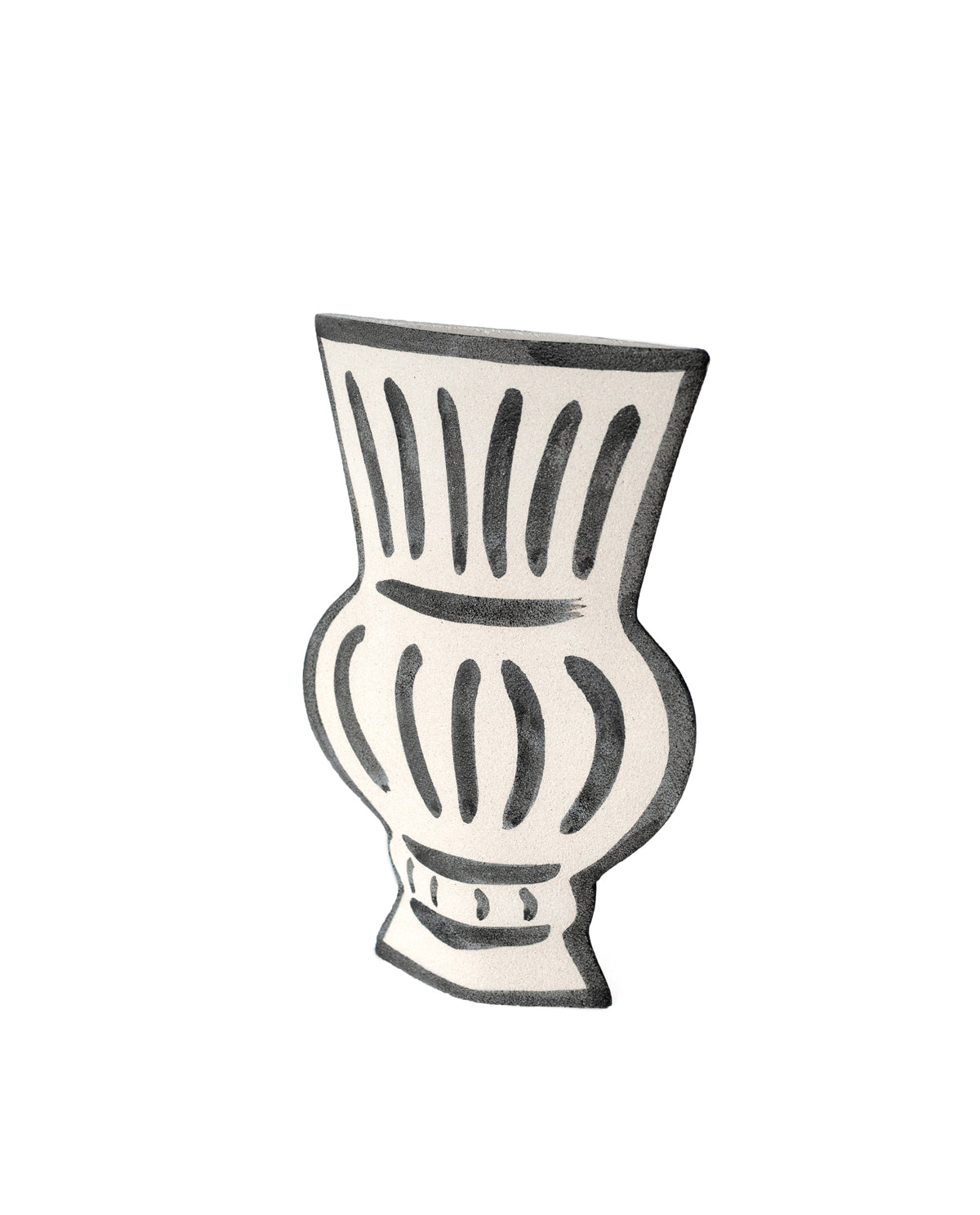 Hand-painted greek vase by INI CERAMIQUE with geometric patterns and a textured finish
