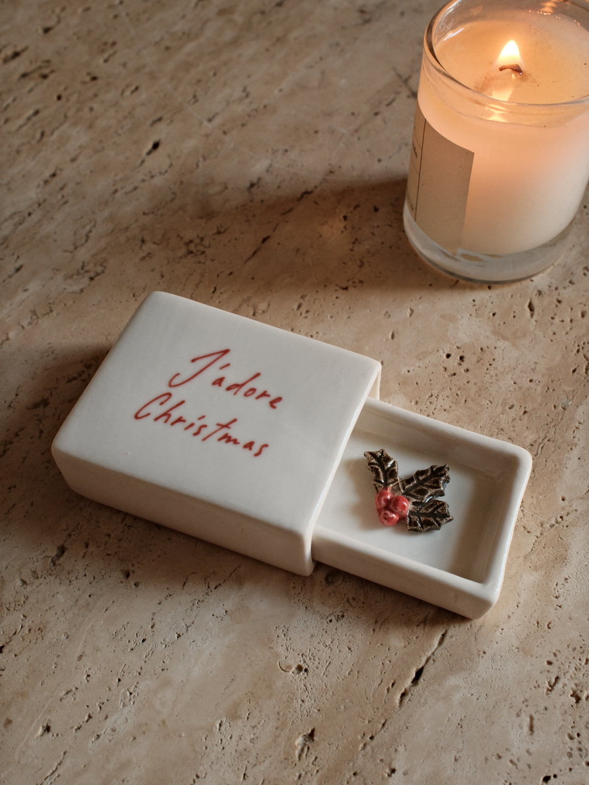 'J'adore Christmas' Mini Ceramic Matchbox