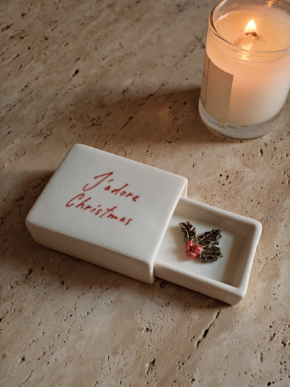 'J'adore Christmas' Mini Ceramic Matchbox