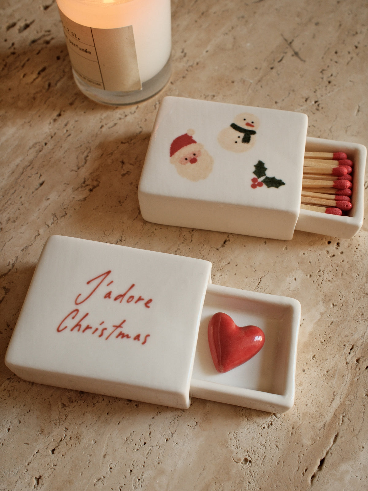 'J'adore Christmas' Mini Ceramic Matchbox