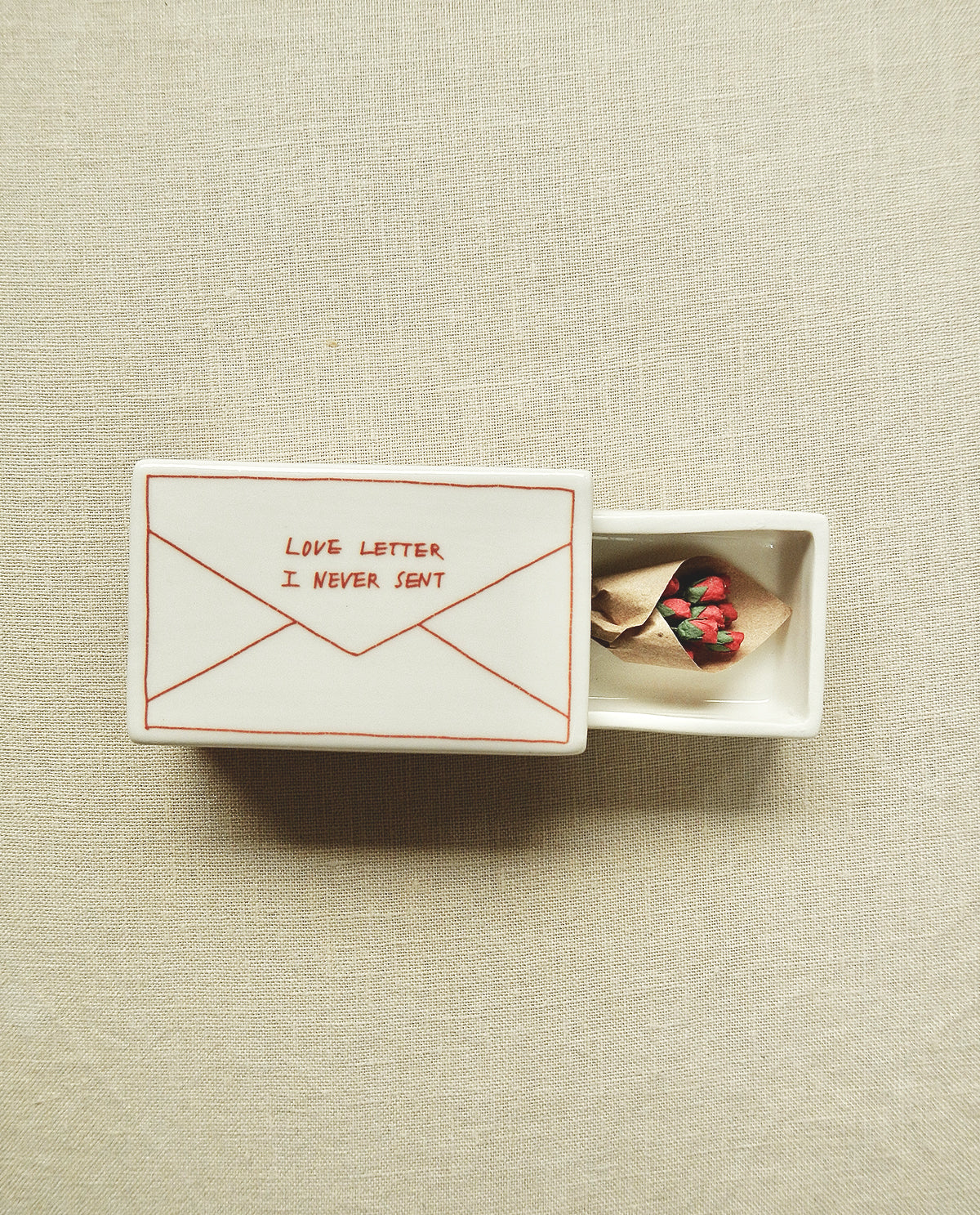 Ceramic box with handwritten love message