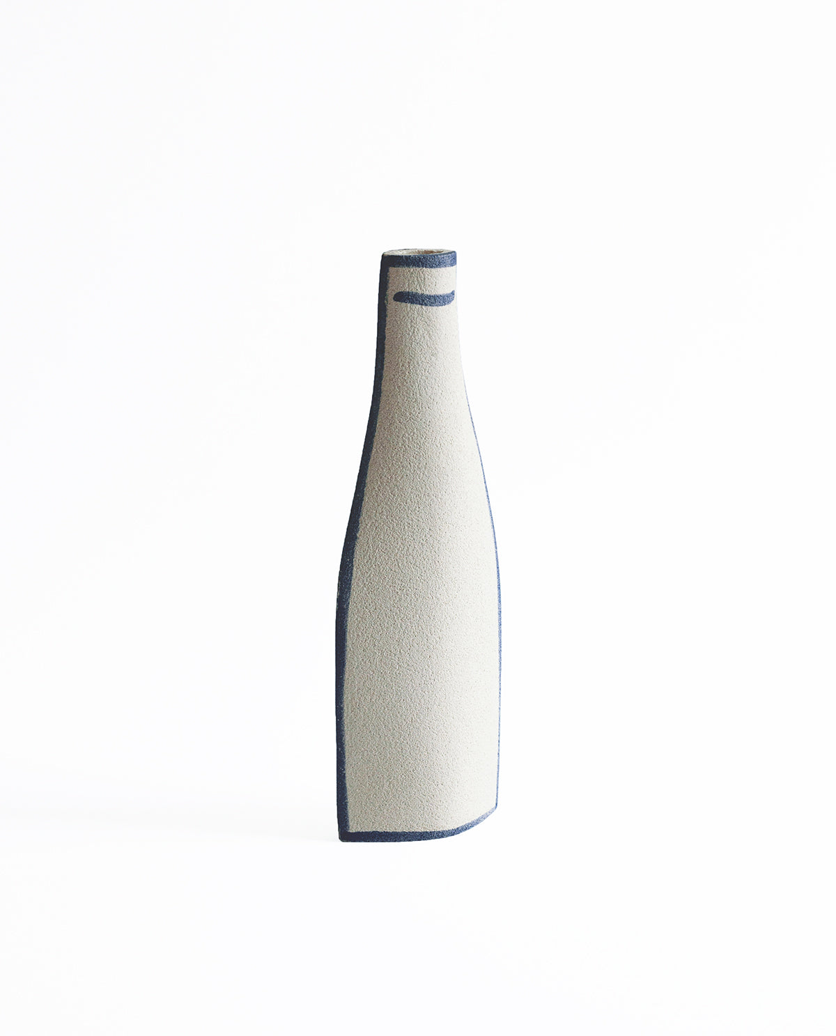 Hand-painted trompe l'oeil vase by INI CERAMIQUE with illustrative patterns and a textured finish
