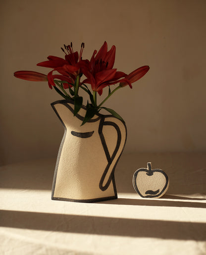 ‘Morandi Pitcher - Black’ Ceramic Vase