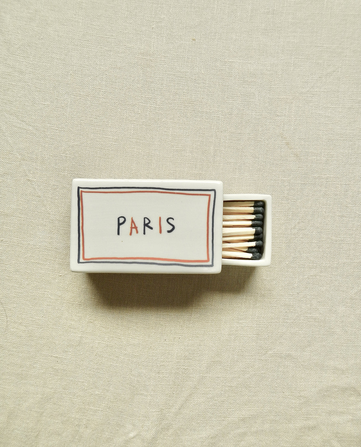 Ceramic matchbox with hand-drawn Paris illustration