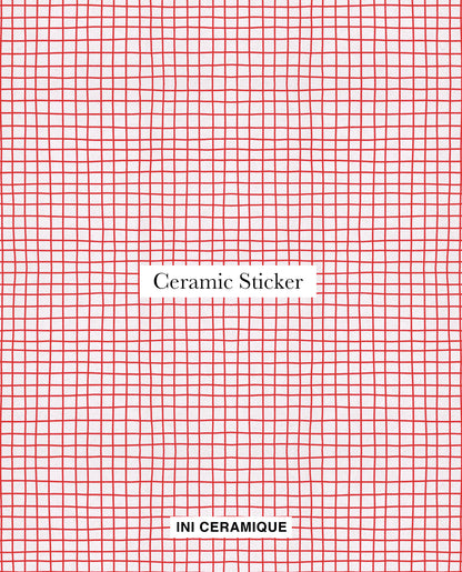 'Scarlet Check' Ceramic Sticker