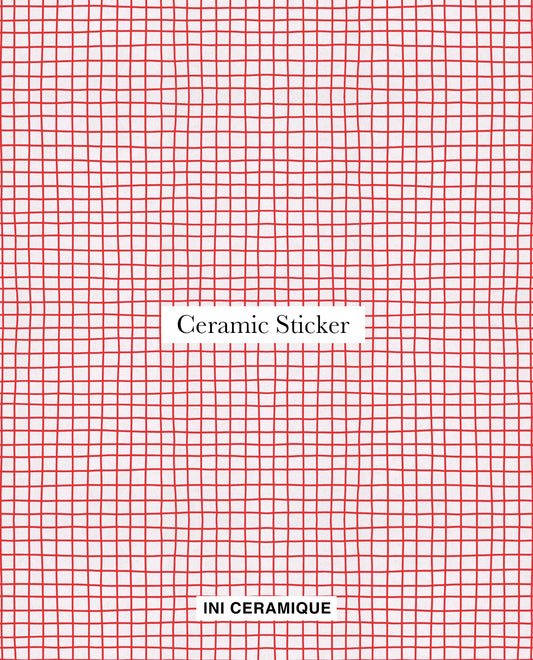 'Scarlet Check' Ceramic Sticker