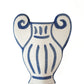 Hand-painted greek vase by INI CERAMIQUE with geometric patterns and a textured finish