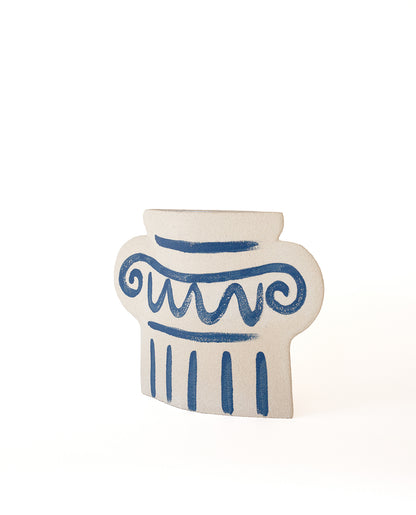 Hand-painted greek vase by INI CERAMIQUE with geometric patterns and a textured finish