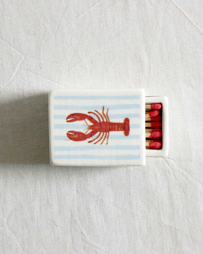 'Mini Striped Lobster’ Ceramic Matchbox