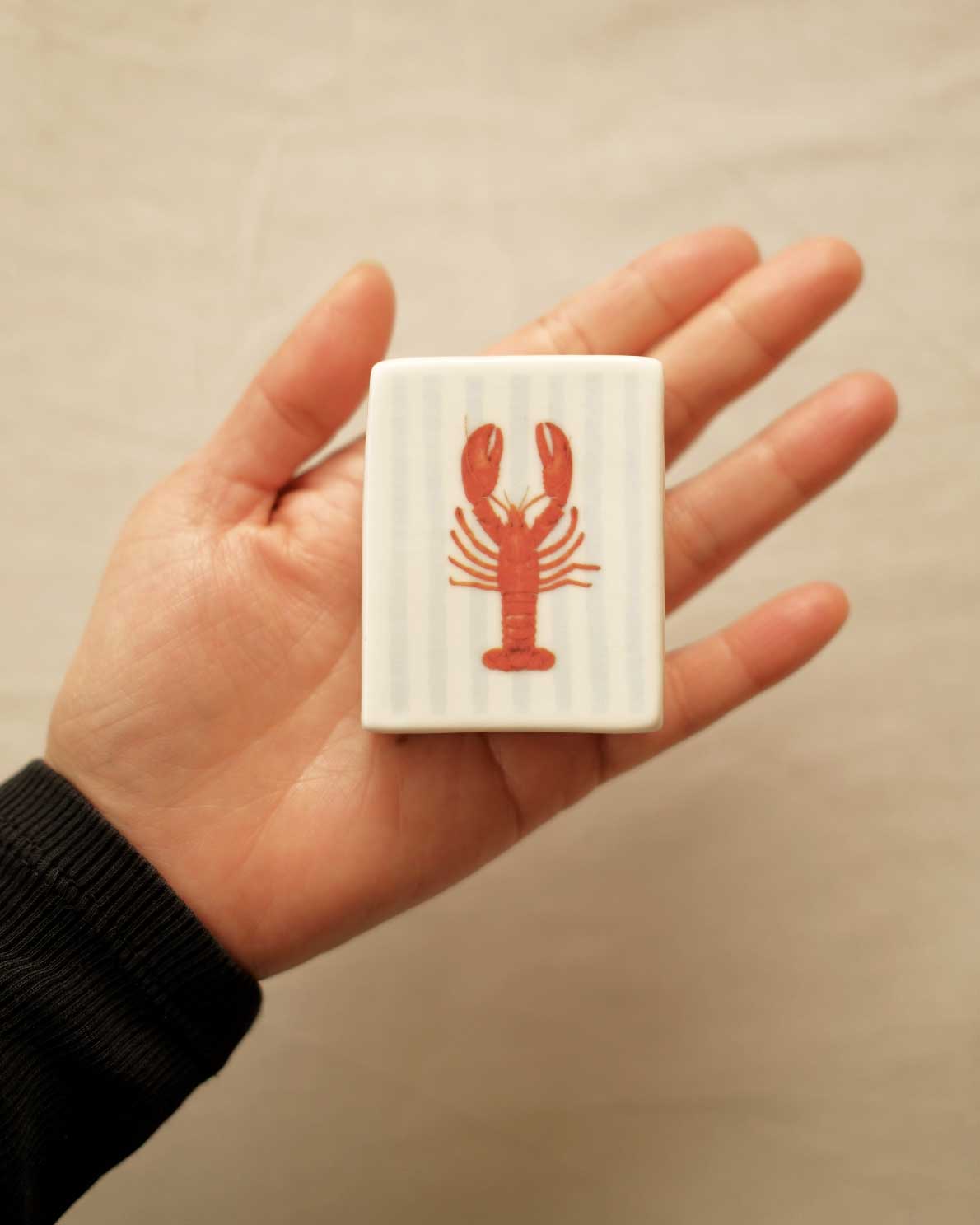 'Mini Striped Lobster’ Ceramic Matchbox