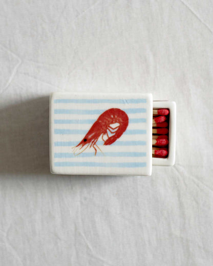 'Mini Striped Shrimp’ Ceramic Matchbox