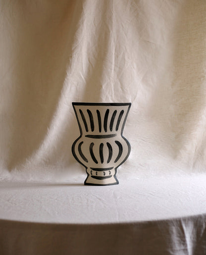 Hand-painted greek vase by INI CERAMIQUE with geometric patterns and a textured finish