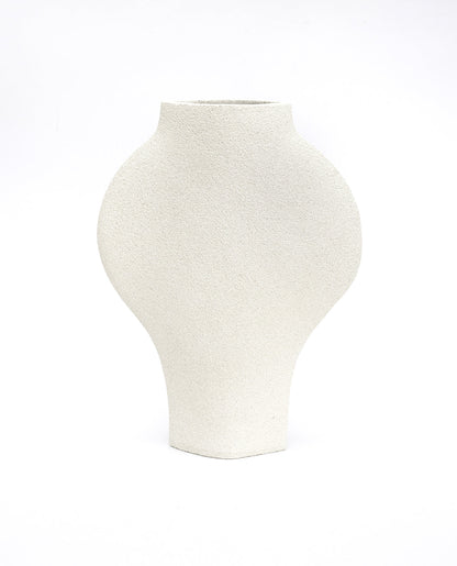 Hand-painted abstract vase by INI CERAMIQUE with carved patterns and textured finish
